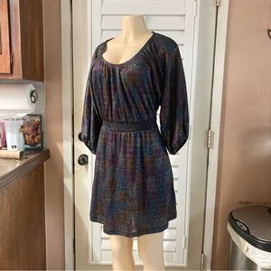 Mark. Black multi-color Shimmery Blouson Dress Size S/P